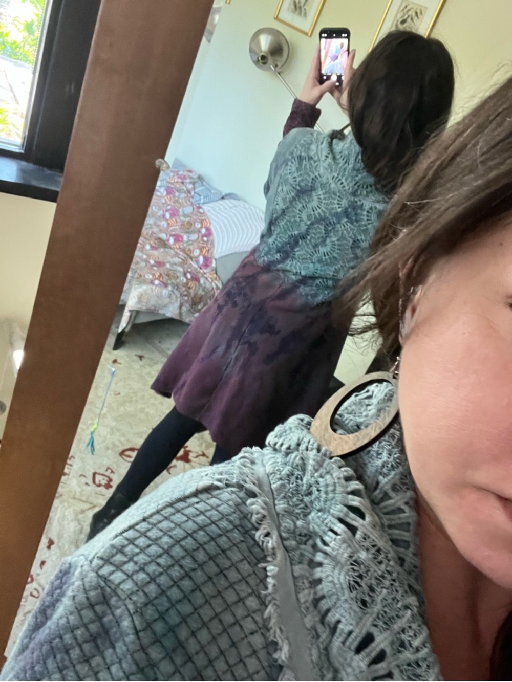 Boho Draped Cascade Jacket in Teal and Plum - Women's Coat - Picture 2 of 5